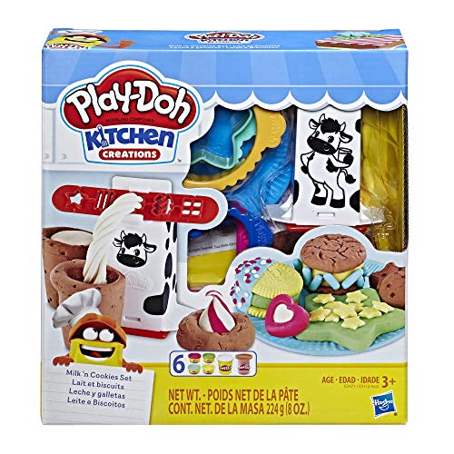 Product Cover Play-Doh Kitchen Creations Milk and Cookies Set with 6 Non-Toxic Colors Including Play-Doh Confetti