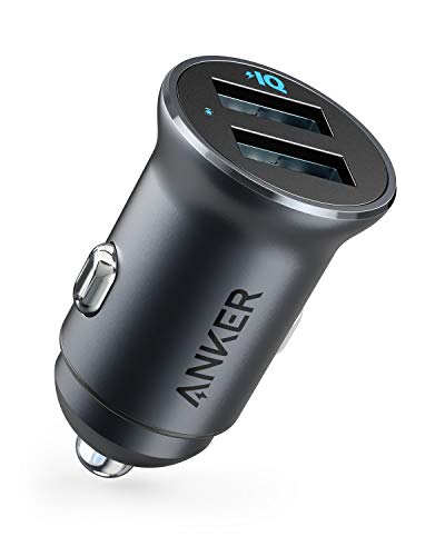 Product Cover Anker Car Charger, Mini 24W 4.8A Metal Dual USB Car Charger, PowerDrive 2 Alloy Flush Fit Car Adapter with Blue LED, for iPhone XR/Xs/Max/X/8/7/Plus, iPad Pro/Air 2/Mini, Galaxy, LG, HTC and More