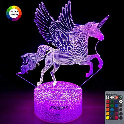 Product Cover Focusky Unicorn Night Light for Kids,Dimmable LED Nightlight Bedside Lamp,16 Colors+7 Colors Changing,Touch&Remote Control,Best Unicorn Toys Birthday Gifts for Girls Boys