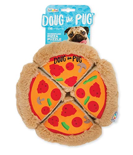 Product Cover Outward Hound Doug The Pug Incrediplush Pizza Puzzle Squeaky Plush Dog Toy