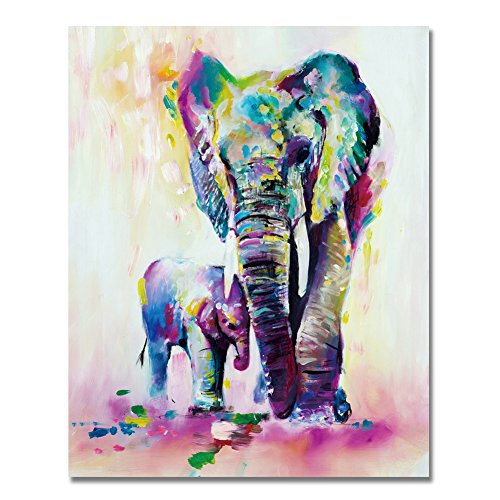 Product Cover LIUDAO Paint by Number Kits Paintworks DIY Oil Painting for Kids and Adults Beginner Animals Painting (16x20inch,Colored Elephants,frameles)