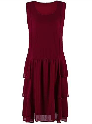 Product Cover VIJIV Womens 1920s Inspired Flapper Dress High Tea Great Gatsby Maroon with Tiered Skirt 20s Dress