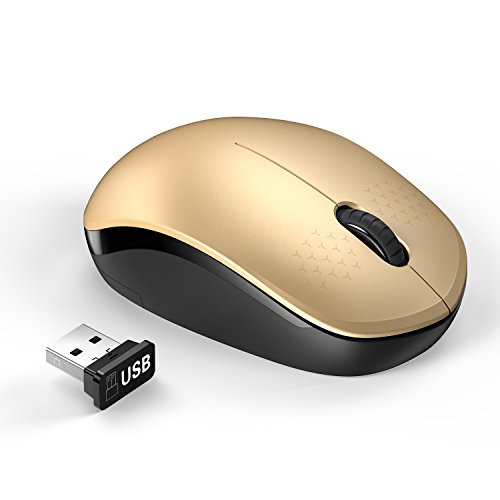 Product Cover seenda Wireless Mouse with Nano USB Receiver Noiseless 2.4G Wireless Mouse Portable Optical Mice Compatible for MacBook, Notebook, PC, Laptop, Computer - Black & Gold