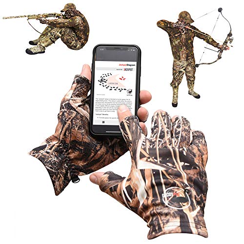 Product Cover DecoyPro Lightweight Fingerless Hunting Gloves for Men Camo - Fingerless Fishing Gloves for Men Textured Grip Palm Camo Gloves for Men Hunting - Soft Lining - 1 Size Fits Most L to XL