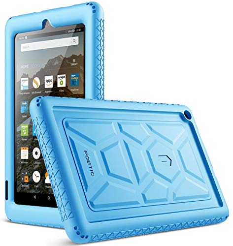 Product Cover Poetic All-New Fire 7 Tablet Case (9th Gen, 2019 Release), Heavy Duty Shockproof Kids Friendly Silicone Protective Case Cover, Corner Protection, Sound-Amplification Feature, Blue