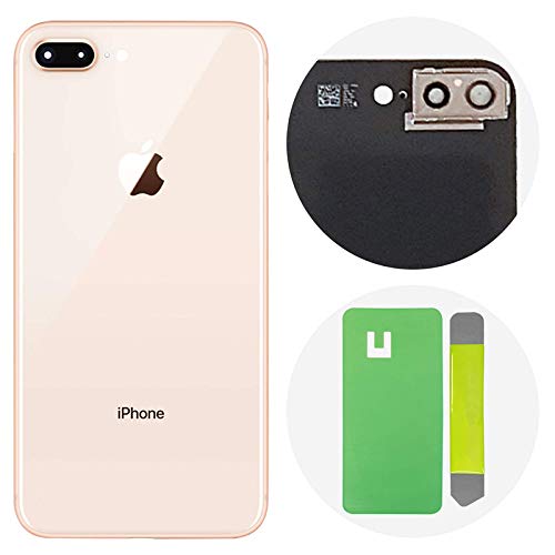 Product Cover Best OEM iPhone 8 Plus Back Glass Cover Battery Door Replacement w/Adhesive, Installed Camera Frame w/Lens (Gold)