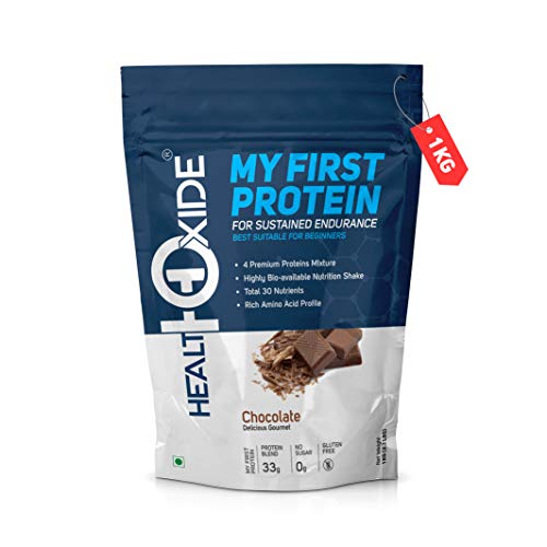Product Cover HealthOxide My First Protein with whey, casein & pea, Chocolate - 1 kg