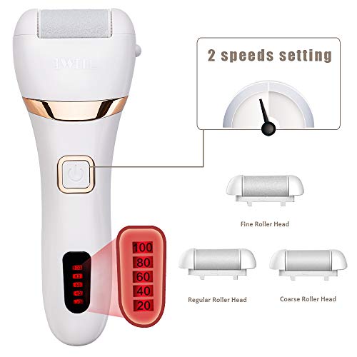 Product Cover Electric Callus Remover, Rechargeable Foot File Hard Skin Remover Pedicure Tools for Feet Electronic Callus Shaver Waterproof Pedicure kit for Cracked Heels and Dead Skin with 3 Coarse Roller Heads