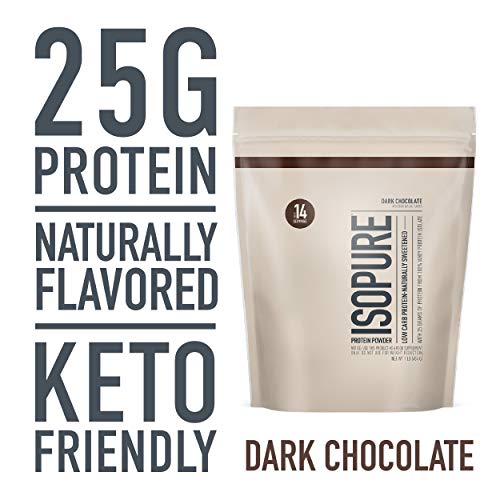 Product Cover Isopure Naturally Flavored, Keto Friendly Protein Powder, 100% Whey Protein Isolate, Flavor: Natural Dark Chocolate, 1 Pound