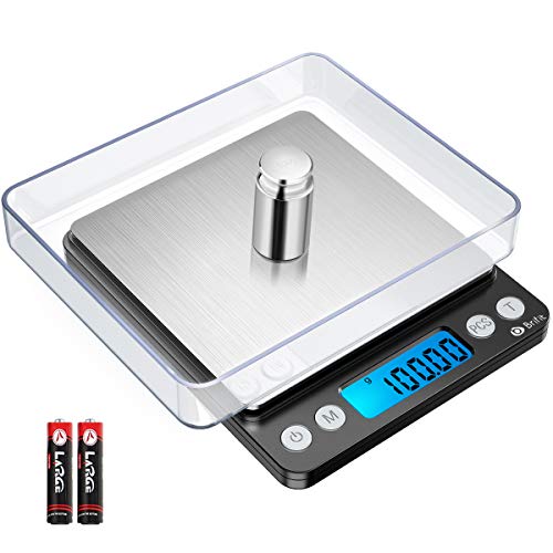 Product Cover Brifit Digital Kitchen Scale, 500g/ 0.01g Mini Pocket Jewelry Scale, Cooking Food Scale with Back-Lit LCD Display, 2 Trays, 6 Units, Auto Off, Tare, PCS Function, Stainless Steel, Black