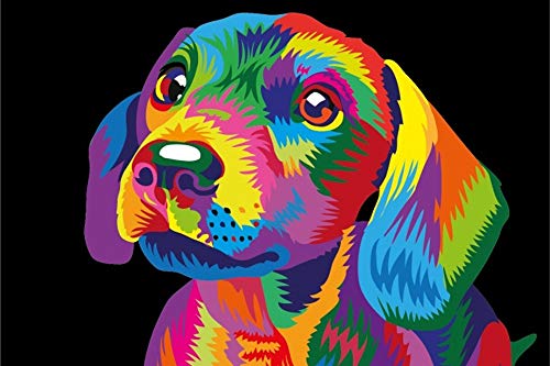 Product Cover iFymei DIY Oil Painting Kit , Paint by Numbers for Adults & Kids & Beginner , 16 x 20 inch Canvas & Acrylic Paints - Colorful Cute Dog