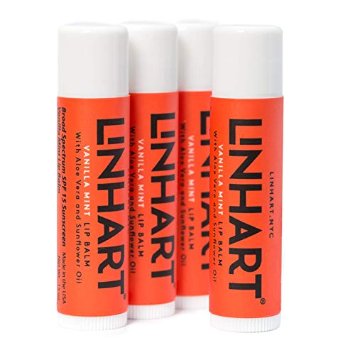 Product Cover Linhart 100% Natural Beeswax Lip Balm - SPF 15 Lip Balm with Organic Moisturizing Ingredients - Vanilla Mint Flavor (4 Pack)
