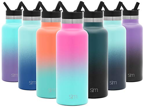 Product Cover Simple Modern 17oz Ascent Water Bottle with Straw Lid - Stainless Steel Hydro Tumbler Flask - Double Wall Vacuum Insulated Small Reusable Metal Leakproof Ombre: Sorbet