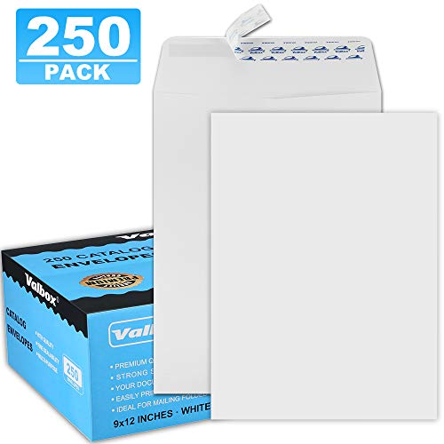 Product Cover ValBox 9x12 Self Seal Catalog Envelopes 250 Packs White Envelopes with Peel and Seal Flap for Mailing, Organizing and Storage