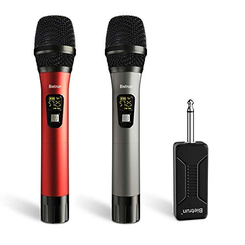 Product Cover Wireless Microphone, UHF Wireless Dual Handheld Dynamic Mic System Set with Rechargeable Receiver, 260ft Range, 6.35mm(1/4'') Plug, for Karaoke, Voice Amplifier, PA System, Singing Machine, Church