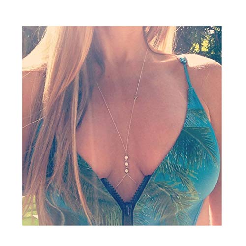 Product Cover Simsly Body Chain Jewelry Crystal Waist Belly Bikini Chain for Women and Girls (Gold)