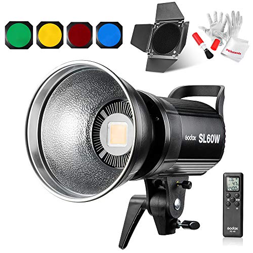 Product Cover Godox SL-60W 60W CRI95+ Qa>90 5600±300K Bowens Mount Led Continuous Video Light with BD-04 Barn Door,Wirelessly Adjust Brightness, 433MHz Grouping System,for Video Recording,Wedding,Outdoor Shooting