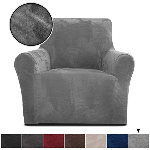 Product Cover Rose Home Fashion RHF Chair Slipcover,Jacquard Stretch Chair Cover,Chair Slip Cover for Leather Couch-Polyester Spandex Slipcovers for Chairs (Grey-Chair)