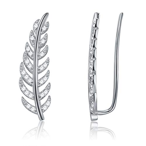 Product Cover LEKANI Ear Cuff Hoop Climber S925 Sterling Silver 18K Gold Plated Leaf Crawler Cuffs Wrap Earrings Hypoallergenic Earring for Women