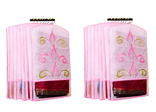 Product Cover Atorakushon® Fabric Printed Hanging Saree Cover Wardrobe Organiser Pack of 12