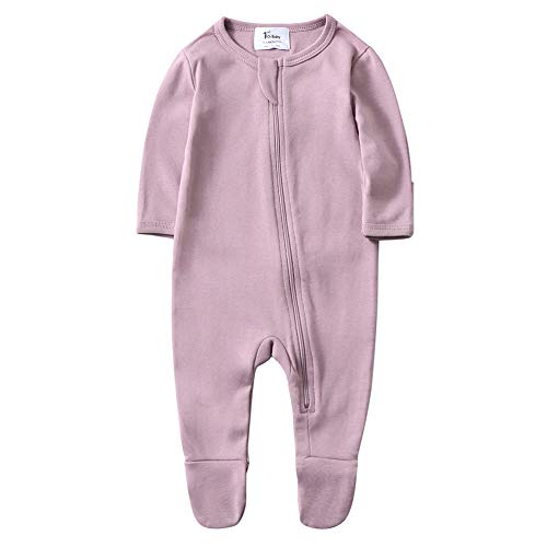 Product Cover O2Baby Baby Boys Girls Organic Cotton Zip Front Sleeper Pajamas, Footed Sleep 'n Play（Newborn,Mauve Orchid）