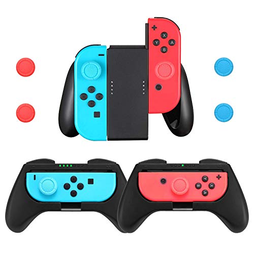 Product Cover Comfort Grips Compatible with Nintendo Switch Joy-Con Controller (3-Pack), Handle Grips Kit for Joy Con with 4 Thumb Grip Caps