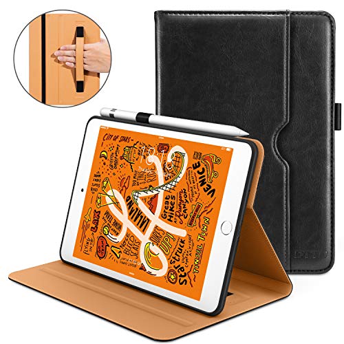 Product Cover DTTO iPad Mini 5th Generation 2019 Case, [Noble Series] Leather Folio Cover Case with Apple Pencil Holder for iPad Mini 5 2019 [Auto Sleep/Wake], Black