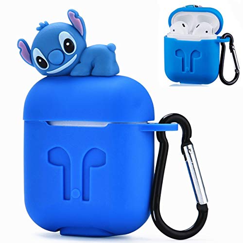 Product Cover Joyleop Logee Stitch Case for Airpods 1 & 2 Charging Case,Cute Silicone 3D Cartoon Airpod Cover,Soft Protective Accessories Kits Skin with Carabiner,Character Cases for Kids Teens Girls(Air pods)