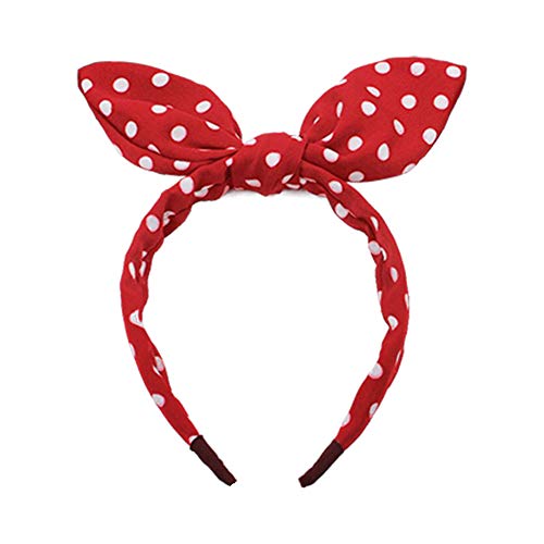 Product Cover Huachi Bow Headbands for Girls Women Red Polka Dot Headwrap Cute Turban Hair Hoop Knotted with Bunny Ears Vintage Hair Accessories