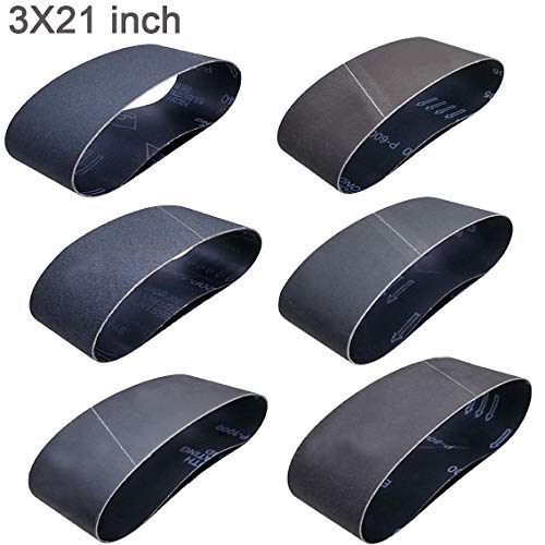 Product Cover Sackorange 3 x 21 Inch High Performance Silicon Carbide Sanding Belts - Premium Knife Sharpening Sanding Belts Assortment 120 240 400 600 800 and 1000 Grits - 12 Pack
