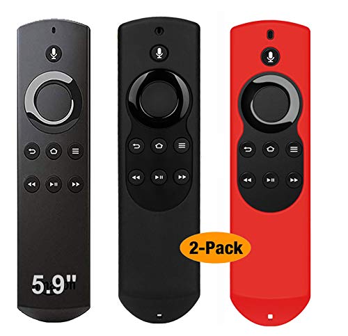 Product Cover 2Pack Remote Case Cover for Fire TV and Fire TV Stick (1st Gen), Auswaur Silicone Remote Protective Case for 5.9 inch Fire TV and Fire TV Stick with Alexa Voice Remote Control - Black and Red