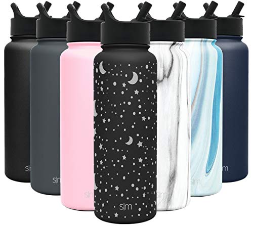 Product Cover Simple Modern 40 oz Summit Water Bottle with Straw Lid - Gifts for Men & Women Hydro Vacuum Insulated Tumbler Flask Double Wall Liter - 18/8 Stainless Steel Engraved: Lunar