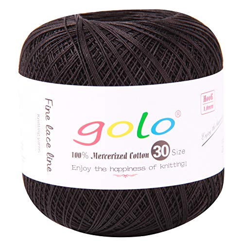 Product Cover golo Crochet Yarn for Hand Knitting Size 30 Crochet Thread Yarn Black