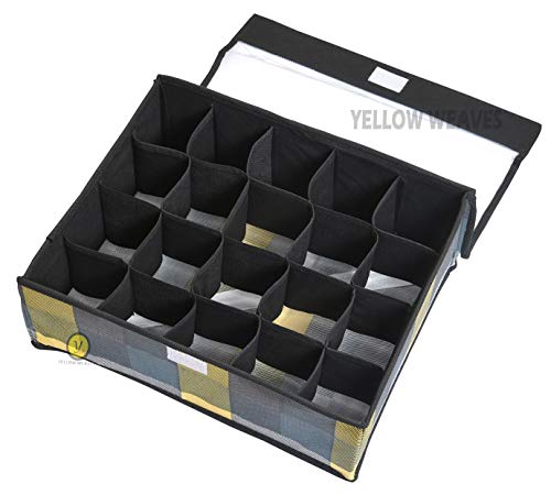 Product Cover Yellow WeavesTM Undergarments Organizer/Foldable Storage Box with Lid for Drawers, Color - Multi