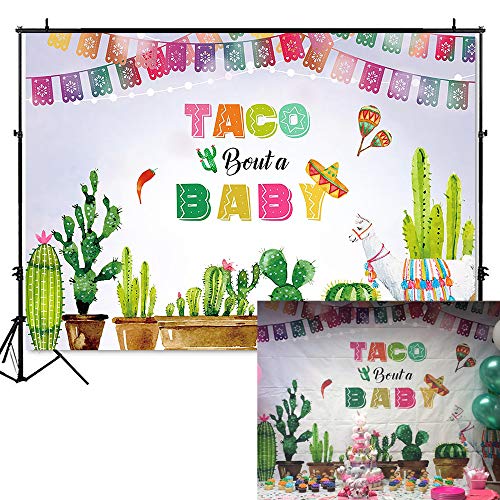 Product Cover Mocsicka Mexican Baby Shower Backdrop Taco Bout a Baby Party Photography Background 7x5ft Vinyl Fiesta Theme Baby Shower Party Backdrops