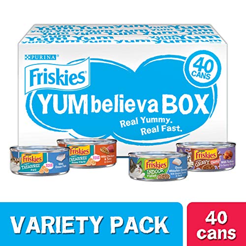 Product Cover Purina Friskies Wet Cat Food Variety Pack, YUMbelievaBOX YUM-Sational Treasures - (40) 5.5 oz. Pull-Top Cans