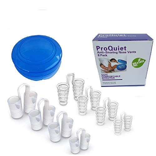 Product Cover ProQuiet 8 Pairs of Anti Snore Devices For Men & Women Stop Snoring Nose Cones 4 Sizes(S, M, L, XL)