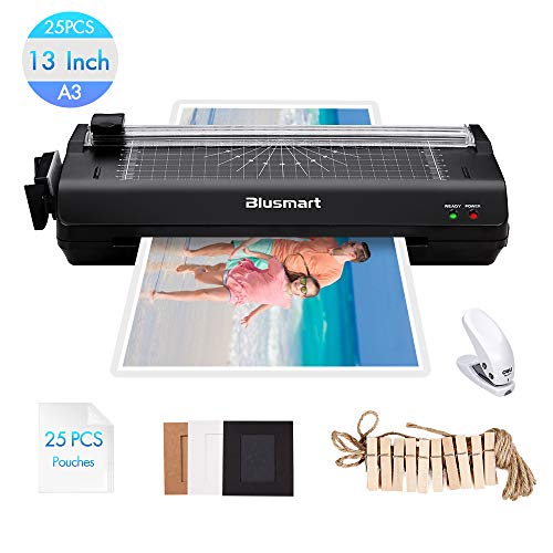Product Cover 13 inches Laminator, Blusmart Multiple Function A3 Laminator with 25 Laminating Pouches, Paper Cutter, Corner Rounder Laminate for A3,A4,A5,A6
