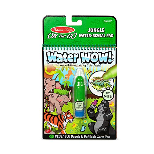 Product Cover Melissa & Doug On The Go Water Wow! Jungle Activity Pad (The Original Reusable Water-Reveal Coloring Book, Refillable Water Pen, Great Gift for Girls and Boys - Best for 3, 4, 5, 6, and 7 Year Olds)
