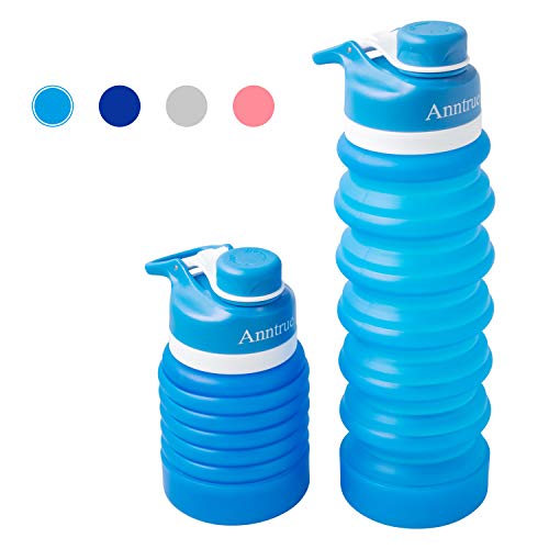 Product Cover Anntrue Collapsible Silicone Water Bottle 750ML, 100% BPA Free, FDA Approved Food-Grade, Leak Proof, Foldable, Shatter-Proof Travel Water Bottles(Sky Blue)