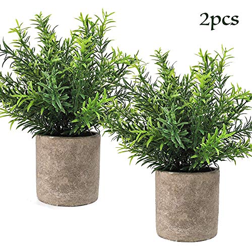 Product Cover CEWOR 2pcs Artificial Potted Plants, Mini Fake Plastic Bamboo Leaves Plants for Home Office Party Decoration