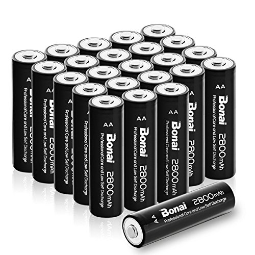 Product Cover BONAI AA Rechargeable Batteries 2800mAh 1.2V Ni-MH Battery Low Self Discharge 24 Pack - UL Certificate