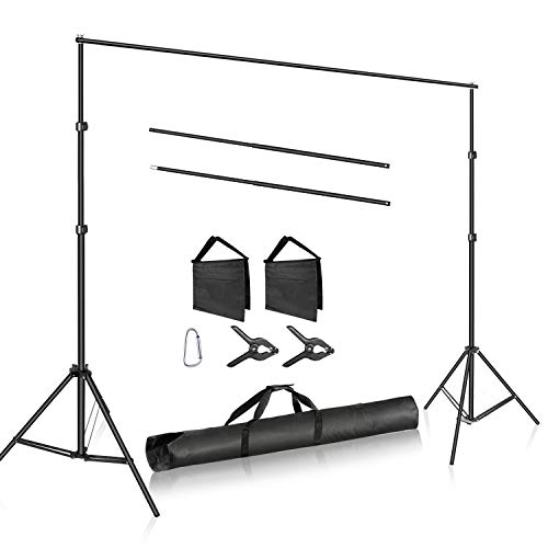 Product Cover Neewer Photo Studio Adjustable 10ft/3m Wide Cross Bar 6.6ft/2m Tall Background Stand Backdrop Support System with 2 Backdrop Clamps, 2 Sandbags and Carry Bag for Portrait Product Video Shooting