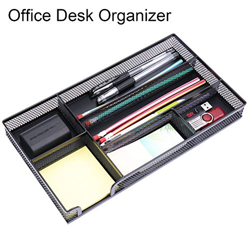 Product Cover EsOfficce Drawer Organizer,Desk Organizer, Metal Mesh Drawer, Desk Drawer Organizer for Home Office and School,11.02X 6.10 X 1.38 Inch,Black
