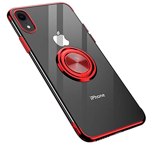 Product Cover Grotech iPhone XR Case Clear Ring Holder Kickstand Car Magnetic Slim Fit Soft Flexible Silicone Bumper Protective Cover (Red)