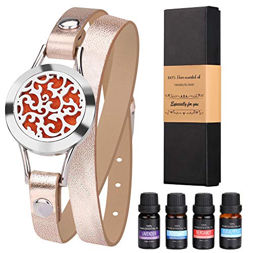 Product Cover Aromatherapy Essential Oil Diffuser Bracelet Gift Set w/Rosemary, Lavender, Bergamot, Eucalyptus, 10ML/pcs, Unique Gift Ideas for Women, Girls, Friend, Mom at Anniversaries, Birthday and Christmas
