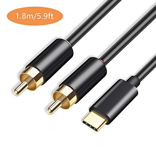 Product Cover USB Type C to Dual RCA Audio Cable, Mxcudu USB C Male to RCA Male Aux Auxiliary Stereo Splitter Adapter Audio Cord Compatible with Google Pixel 3/3XL, Galaxy Note 10/10 Plus and More (1.8m/5.9ft)