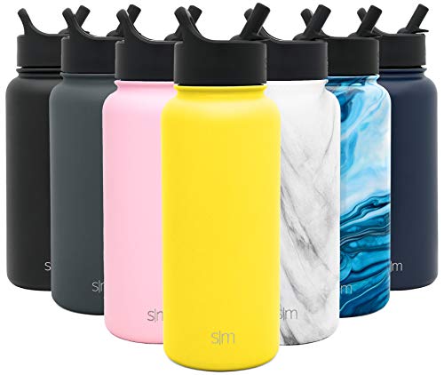 Product Cover Simple Modern 32 oz Summit Water Bottle with Straw Lid - Gifts for Men & Women Hydro Vacuum Insulated Tumbler Flask Double Wall Liter - 18/8 Stainless Steel -Sunshine