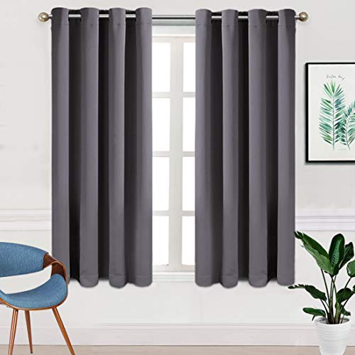 Product Cover TEKAMON Blackout Window Curtains Room Darkening 2 Panels Set,Thermal Insulated Noise Reducing Window Drapes for Bedroom (W52 X L63 inch,Dark Grey)