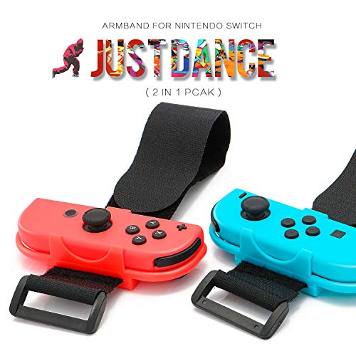Product Cover Wrist Bands for Nintendo Switch Compatible with Nintendo Switch Just Dance Game - Blue and Red (Fit for Thin Wrist - 3.15-7.5 inches Wrist Circumference)
